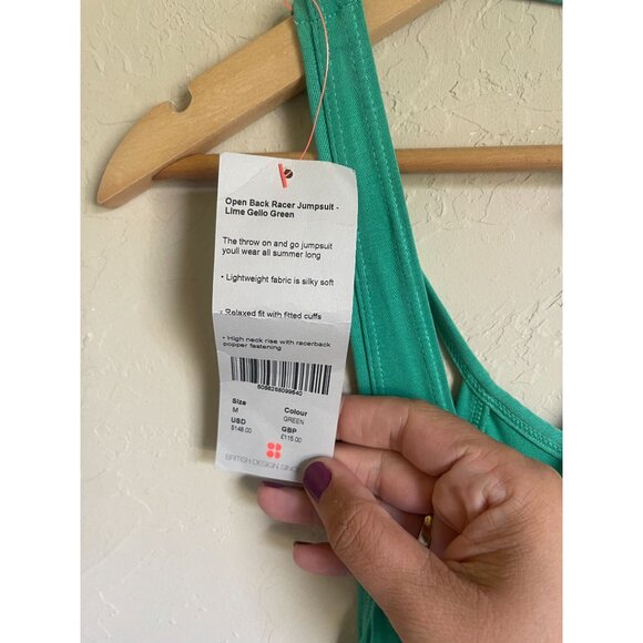 Sweaty Betty Open Back Racer Halter Yoga Jumpsuit MSRP $148 Lime Gello Green Siz - Picture 9 of 11